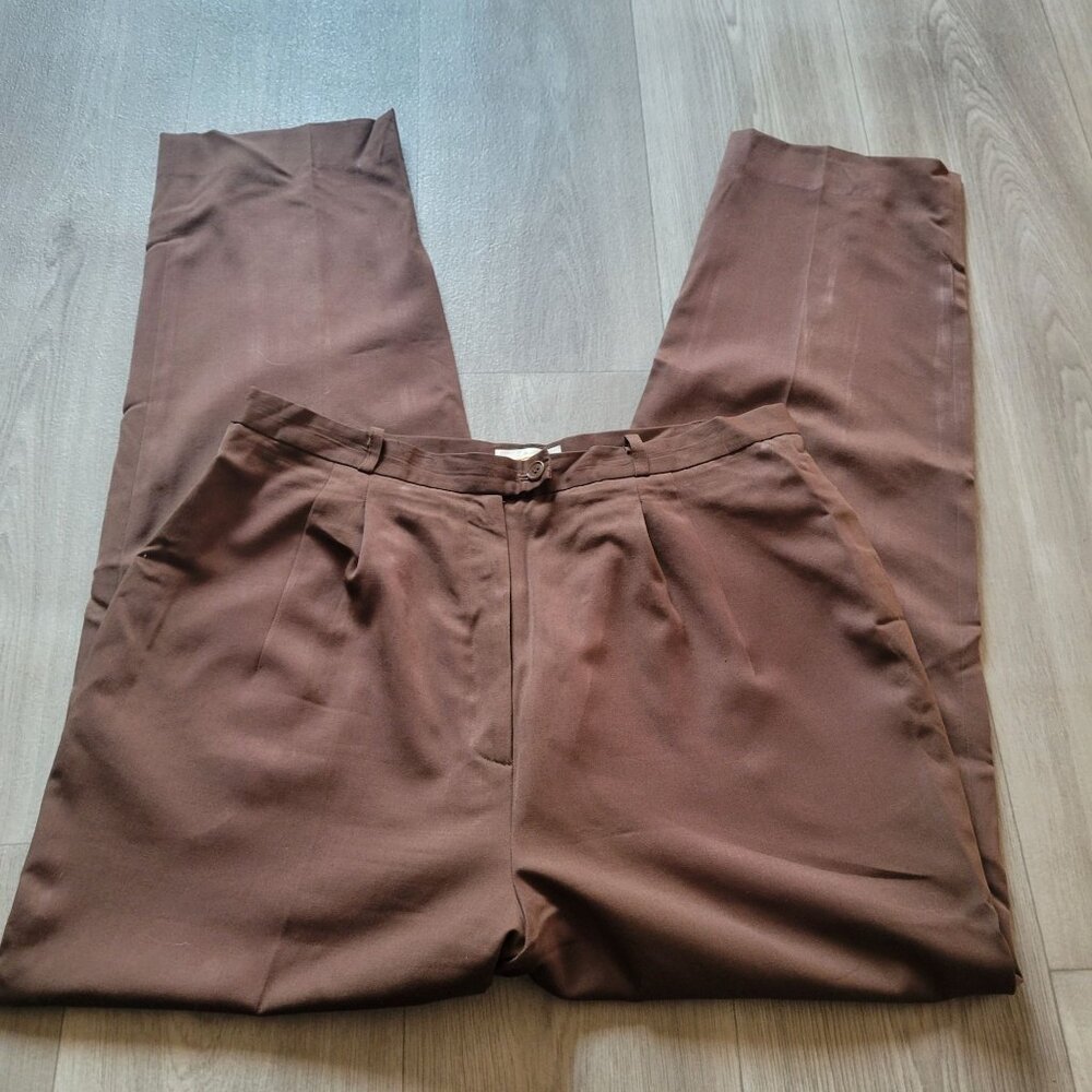 Talbots Womens Brown Wool Trousers Size 16